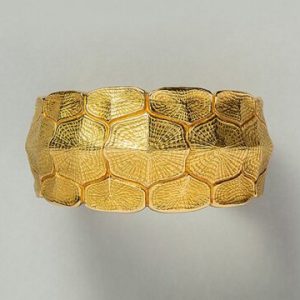 Tortoise Shell Design Gold Bangle Bracelet by Fred Paris