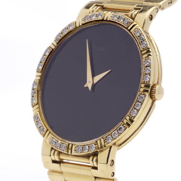 Piaget Dancer 18ct Yellow Gold Ladies Watch with Black Onyx Dial and Diamond Bezel