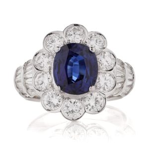 3.30ct Sapphire and Diamond Cluster Dress Ring