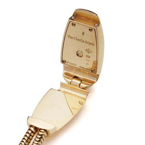 Vintage 1990s Van Cleef and Arpels Cadenas Serti 18ct Yellow Gold Watch with Diamonds