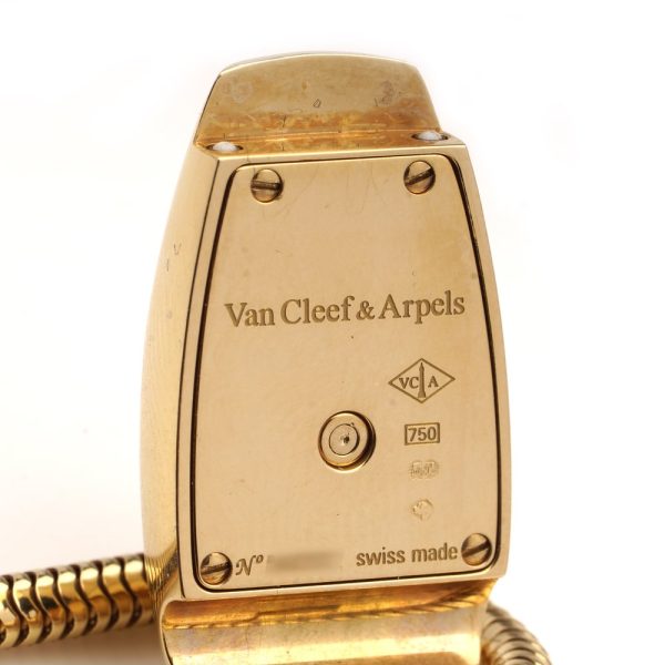 Vintage 1990s Van Cleef and Arpels Cadenas Serti 18ct Yellow Gold Watch with Diamonds