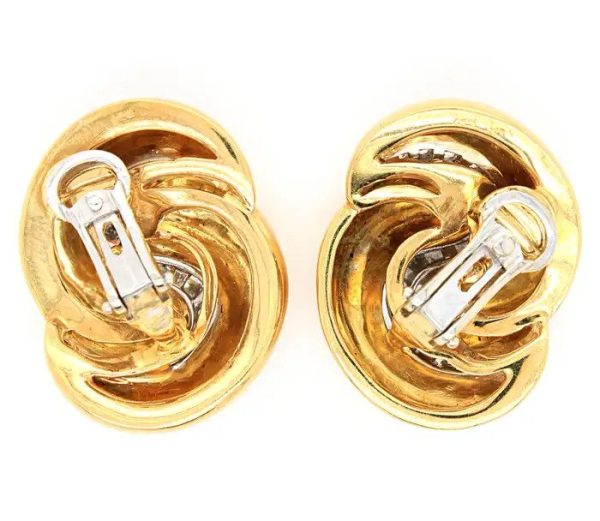 Vintage 18ct Yellow Gold Clip on Earrings with 3cts Diamonds