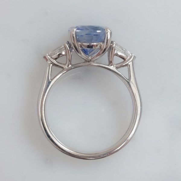 4ct Sapphire and Diamond Three Stone Ring