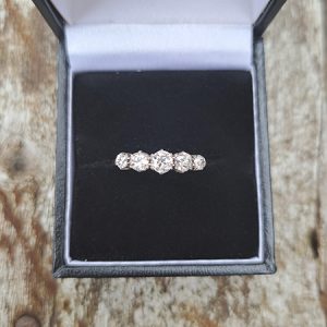 Vintage Five Stone Diamond Ring, 0.90 carat total