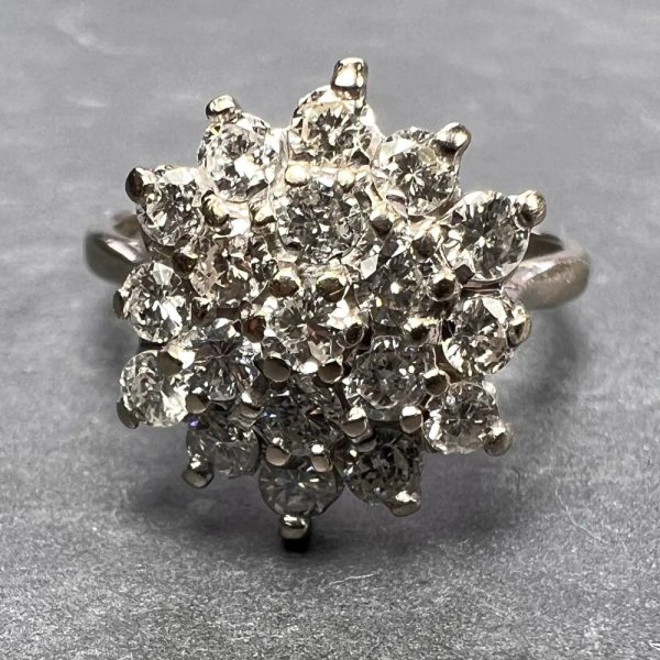 Diamond Cluster Dress Ring in 18ct White Gold, 1.90 carats