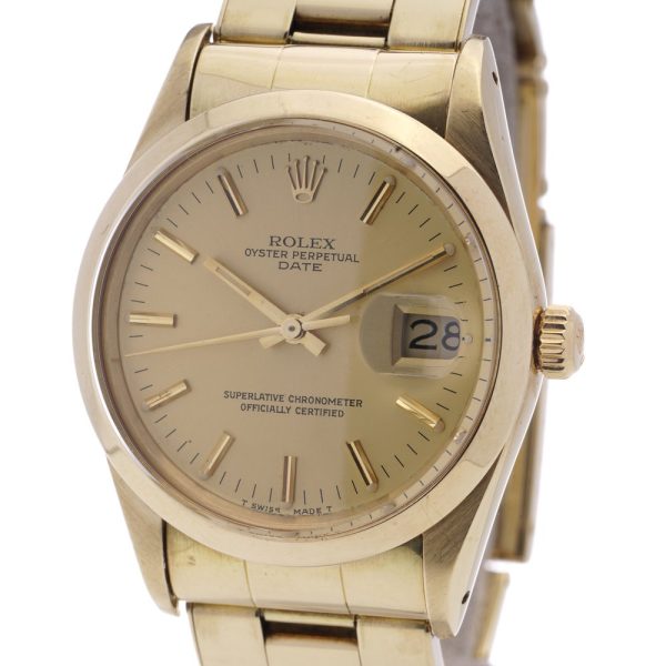 Vintage Rolex Oyster Perpetual Date 15007 Gold Watch, Circa 1970s