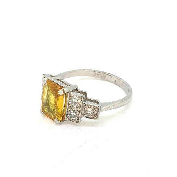 2.50ct Yellow Sapphire and Diamond Engagement Ring in Platinum