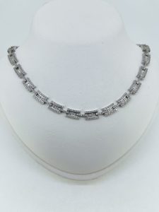 Contemporary Diamond Cluster Necklace, 10 carat total