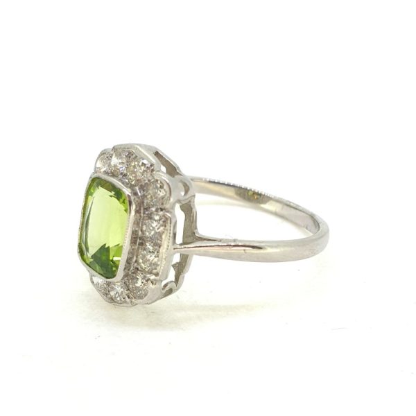 1.50ct Peridot and Diamond Cluster Ring in 18ct White Gold