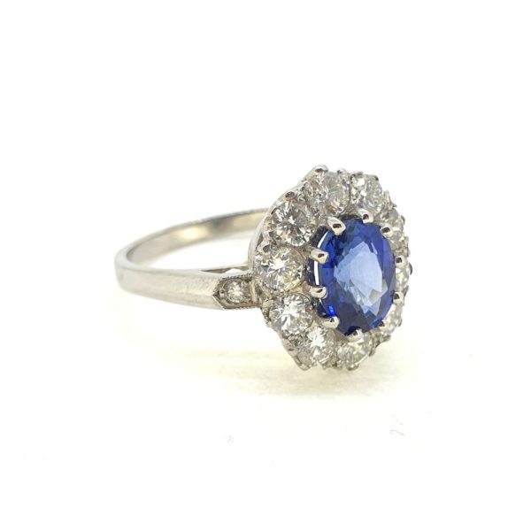 1.50ct Sapphire and Diamond Oval Cluster Ring