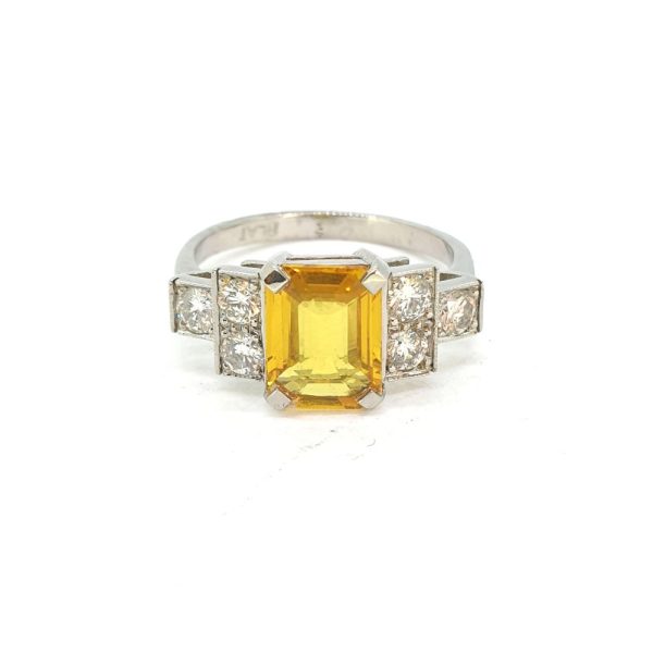 2.50ct Yellow Sapphire and Diamond Engagement Ring in Platinum