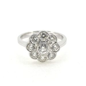 Diamond Daisy Flower Cluster Ring, 1.20 carats
