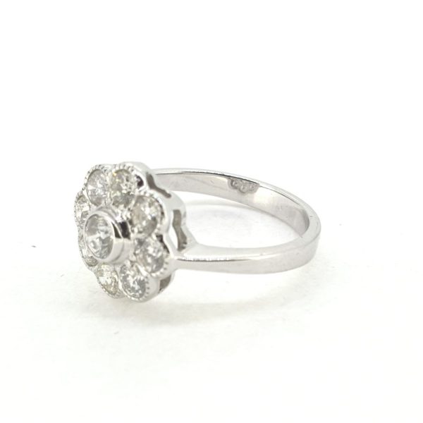 1.20ct Diamond Daisy Flower Cluster Ring in 18ct White Gold
