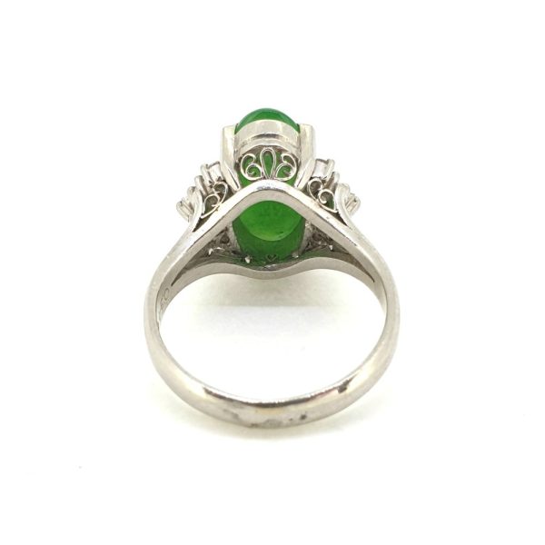 Jadeite Jade and Diamond Cluster Dress Ring in Platinum