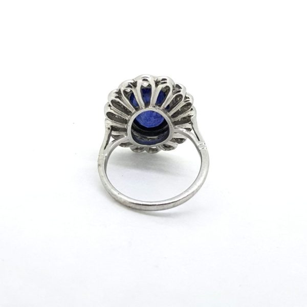 4.11ct Oval Sapphire and Diamond Cluster Ring in 18ct White Gold