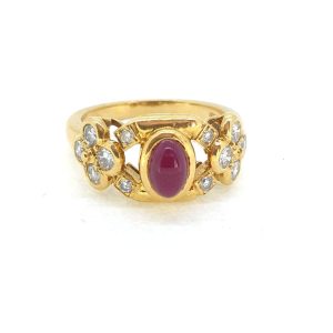 Burma Ruby and Diamond Dress Ring in 18ct yellow gold
