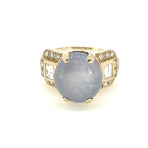 Modern Star Sapphire Ring with Diamonds