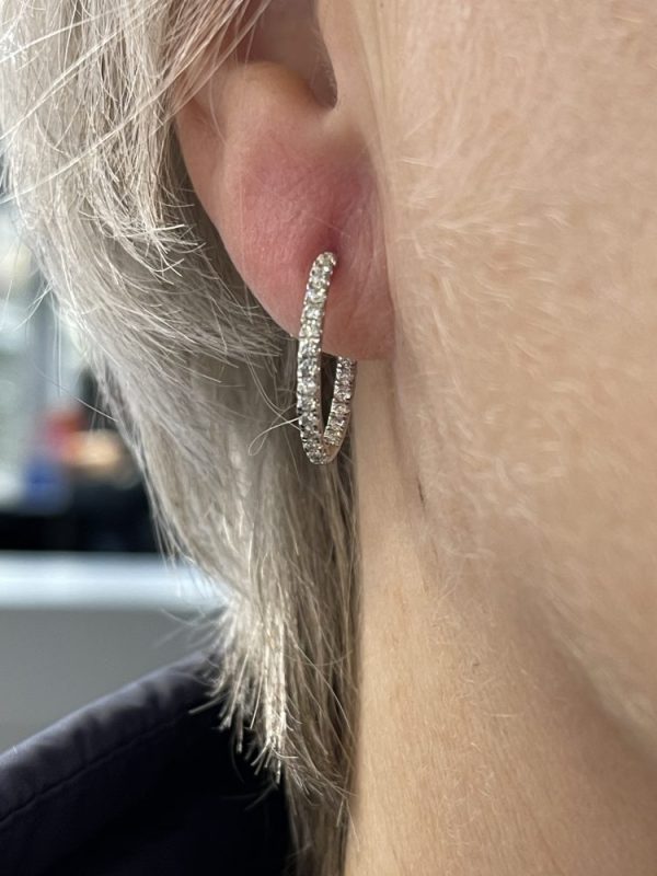 Diamond Hoop Earrings, 0.61 carat total