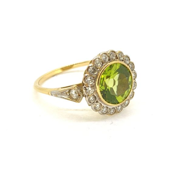 1.80ct Peridot and Diamond Cluster Dress Ring in 18ct Yellow Gold