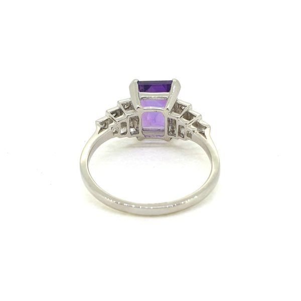 2.10ct Amethyst and Diamond Dress Engagement Ring in Platinum