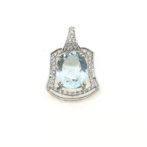 Modern 4.69ct Aquamarine and Diamond Pendant