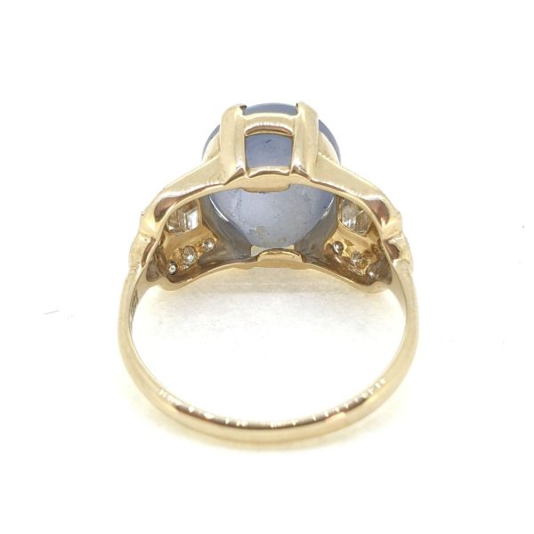 Contemporary Star Sapphire Ring with Diamonds