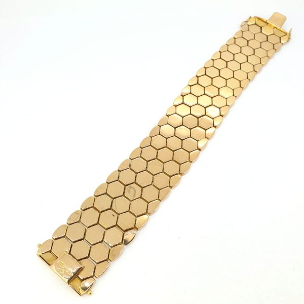 Contemporary Honeycomb 18ct Yellow Gold Bracelet