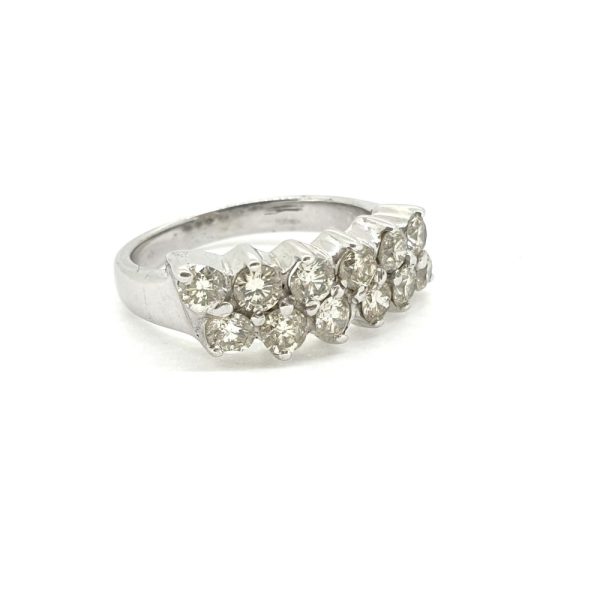 Contemporary 1.20ct Diamond Cluster Dress Ring in 14ct White Gold