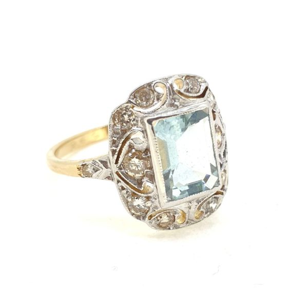 1.20ct Aquamarine and Diamond Cluster Dress Ring in 15ct Gold