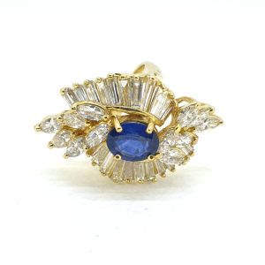 Sapphire and Diamond Cluster Cocktail Ring