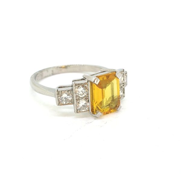 2.50ct Yellow Sapphire and Diamond Engagement Ring in Platinum