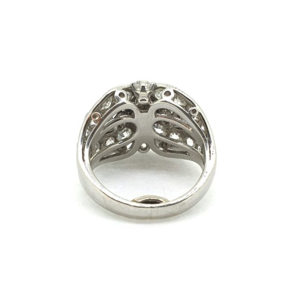 Old Cut Diamond Three Stone Cluster Dress Ring, 3.50 carat total