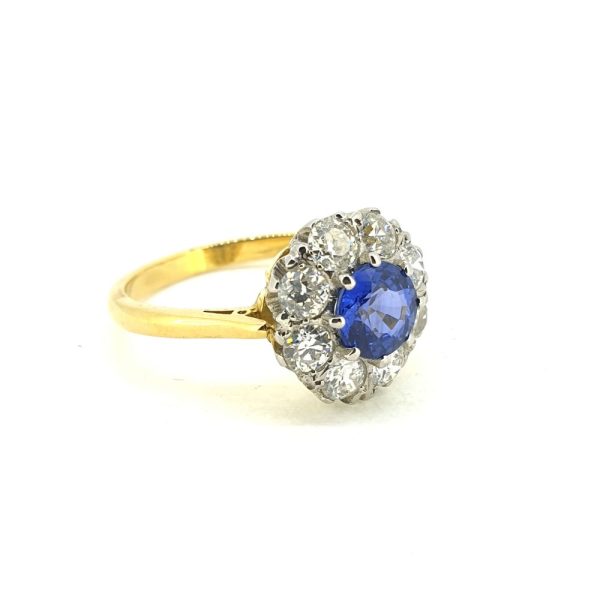 1ct Sapphire and Diamond Cluster Engagement Ring