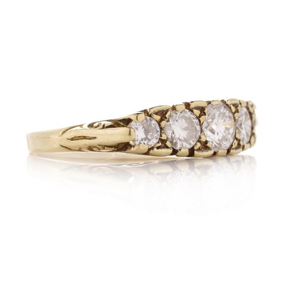 Victorian Style Vintage 0.85ct Diamond Five Stone Ring in 18ct Yellow Gold