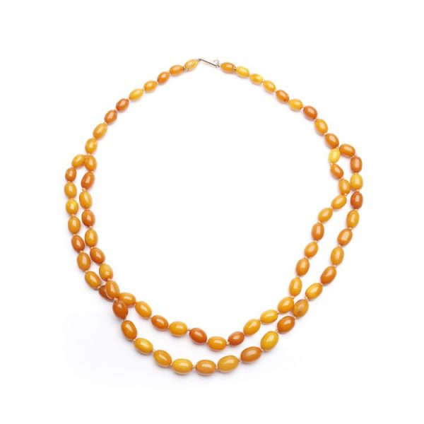 Vintage 1970s Natural Baltic Amber Bead Two-Strand Necklace