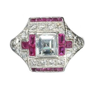 Art Deco Ruby Diamond And Platinum Ring