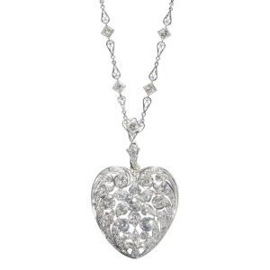 Belle Epoque 12cts Diamond Platinum Heart Pendant and Chain
