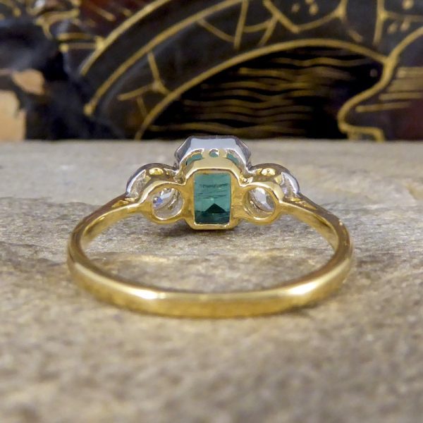 Edwardian Style 1.30ct Emerald and Diamond Three Stone Ring