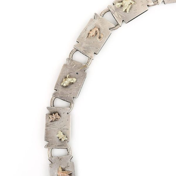 Victorian Antique Silver Link Chain Locket Pendant Necklace