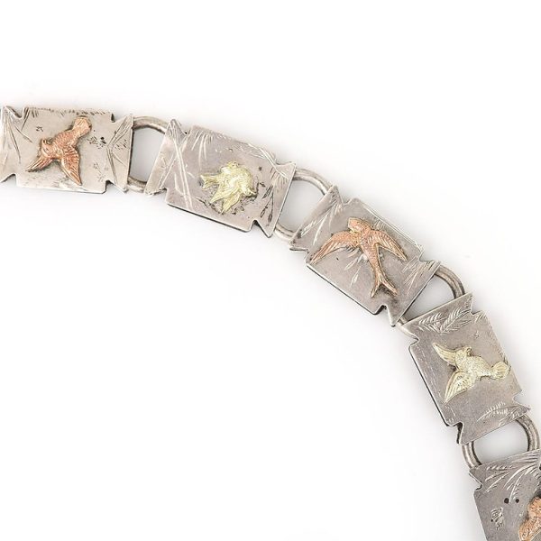 Victorian Antique Silver Link Chain Locket Pendant Necklace
