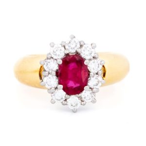 Vintage 0.80ct Ruby and Diamond Cluster Ring