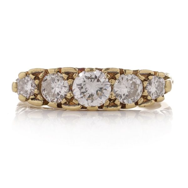 Second hand Vintage 0.85ct Five Stone Diamond Ring in 18ct Yellow Gold Pre owned
