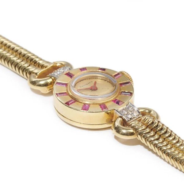 Vintage Bucherer 18ct Yellow Gold Watch with Rubies and Diamonds