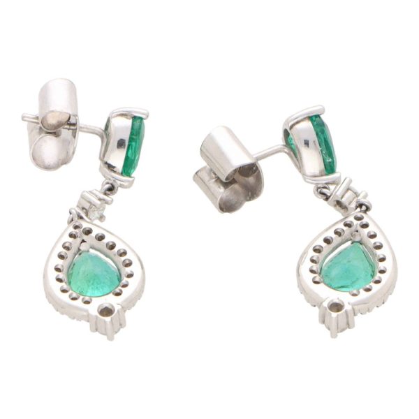 Vintage 4.75ct Emerald and Diamond Drop Earrings