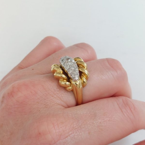 Vintage Diamond and Gold Twist Ring