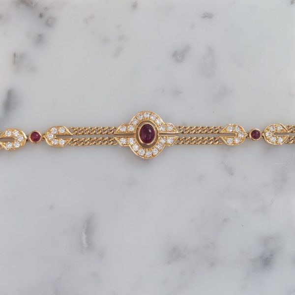 Vintage Mauboussin Ruby and Diamond Bracelet