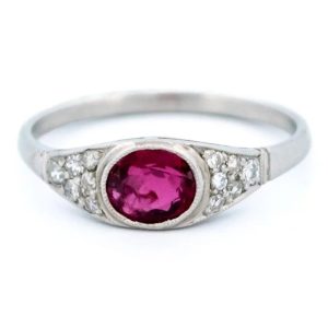 Art Deco Inspired 0.77ct Ruby and Diamond Ring