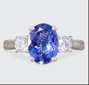 1.05ct Tanzanite and Diamond Three Stone Ring