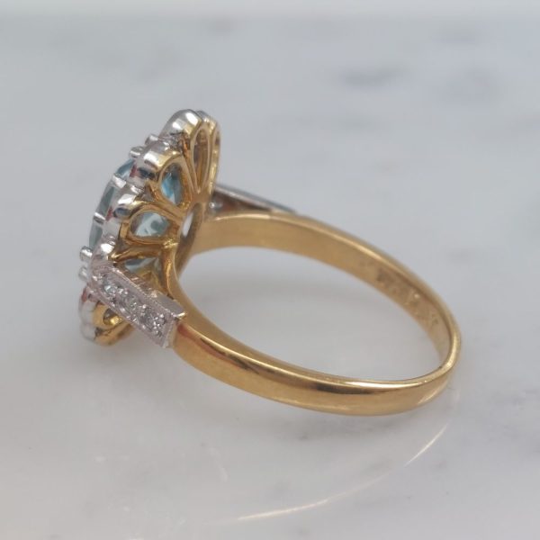 1.50ct Aquamarine and Diamond Cluster Ring