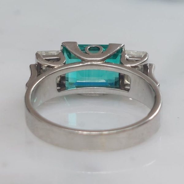 2.91ct Emerald and Diamond Three Stone Ring